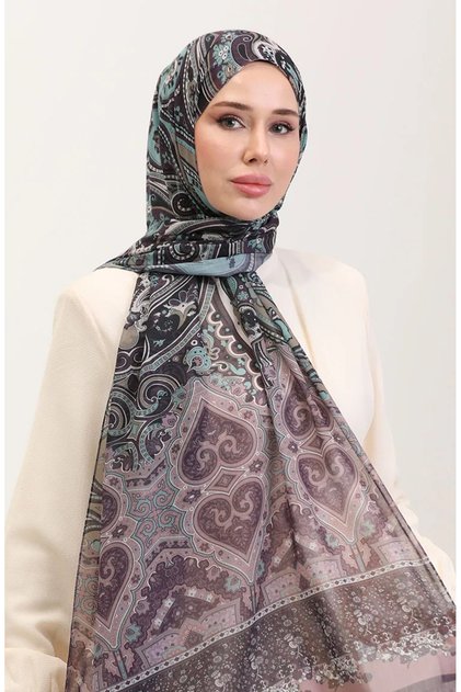 شال كاراكا قطني منقوش عرقيًا 81086-07 مسحوق