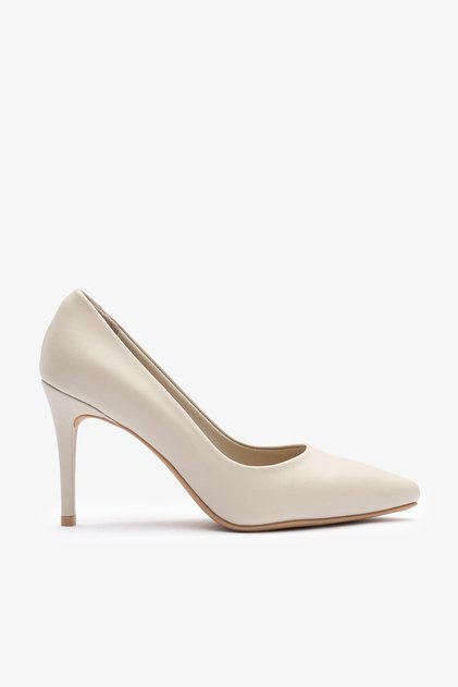 Gala Beige Leather Women's Heeled Shoes