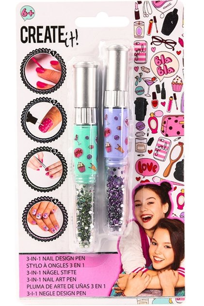 Set 2 lacuri de unghii 3in1 pentru fetite Create It!