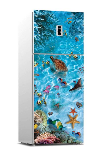 Buzdolabı Sticker Kaplama Dolap Kaplama Etiketi Sualtı Dünyası