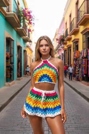 Melonndesign Tığ işi Motif detaylı iç göstermez crop - Fiyatı