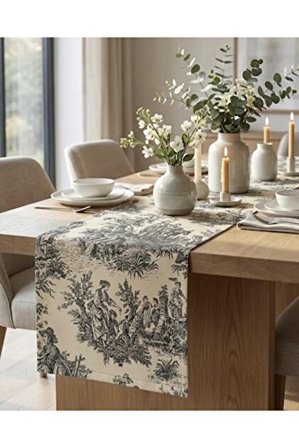 French Peasants Tablecloth 40X140 Stylish Modern Tablecloth & Runner – Elegance Series Black