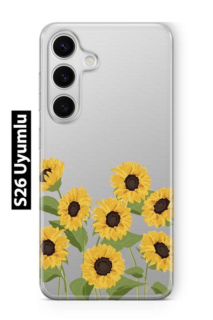 Samsung Galaxy S26 Compatible Sunflowers Patterned Transparent Phone Case