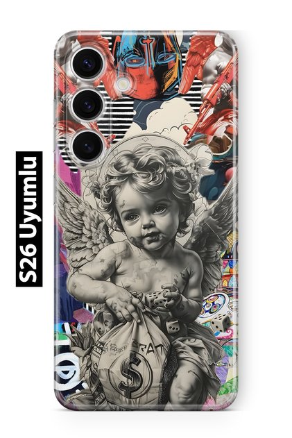 Samsung Galaxy S26 Compatible Angel Collage Patterned Transparent Phone Case