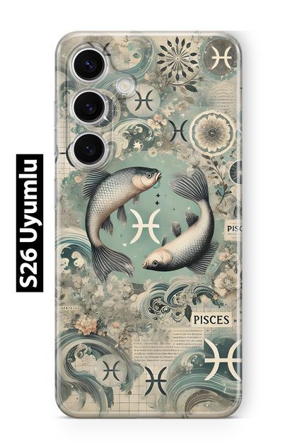 Samsung Galaxy S26 Compatible Pisces Patterned Transparent Phone Case