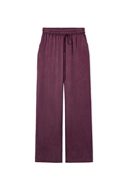 Shiny Textured Wide Leg Pants