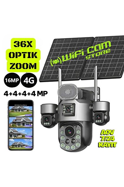 WIFICAM PLUS 36X Optik Zoom 4 Kameralı Sim Kartlı Solar Kamera
