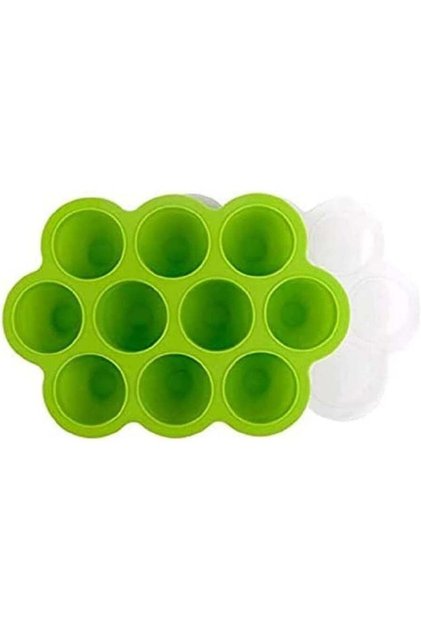 Silicone Food Freezer Tray With Clip-On Lid Green