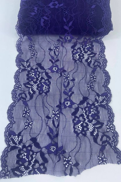 Purple Wide Lycra Stretchy Lace Decorative Trim