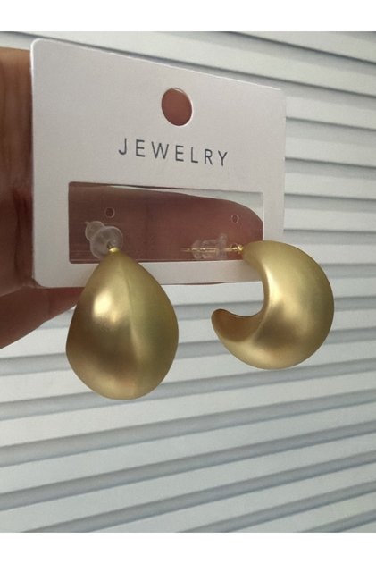 Kadın Mat Gold Damla Küpe