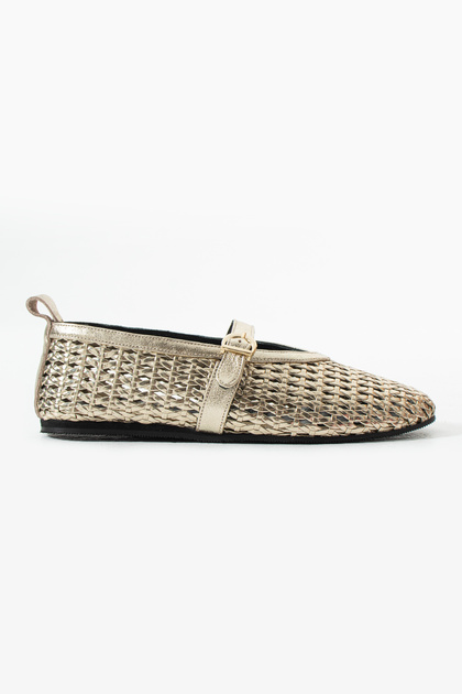 Pantofi de damă confortabili, casual, din piele naturală Rogue, cu detalii împletite aurii