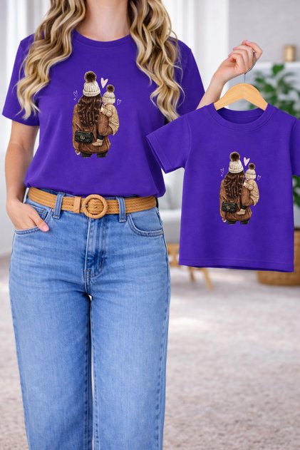 T-Shirt Mother Unisex Child Combination Oversize – Mother & Child Twin Printed T-Shirt (Single Price)