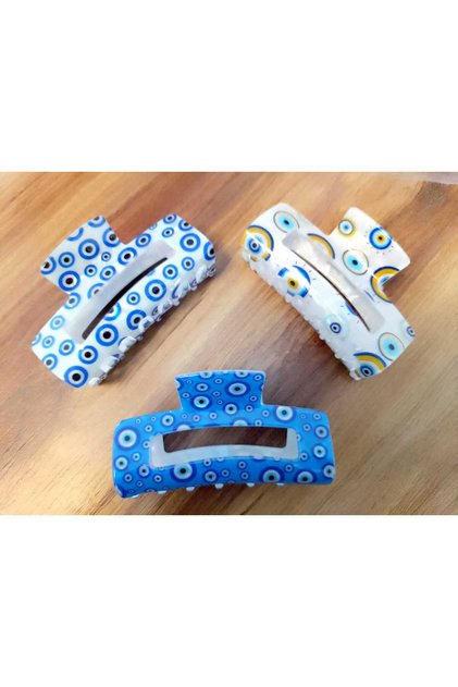 Bone Evil Eye Bead Patterned Latch Buckle
