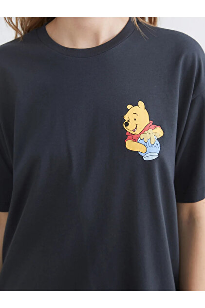 LC Waikiki Antrasit Winnie the Pooh Baskılı Kadın Tişört - Fiyatı