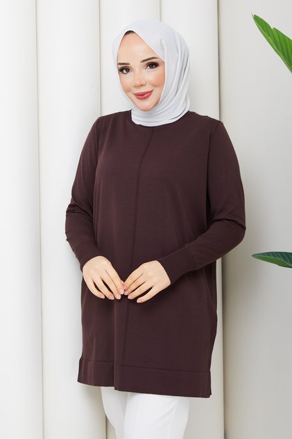 Women's Rayon Mercerized Knitwear Tunic with Middle Seam