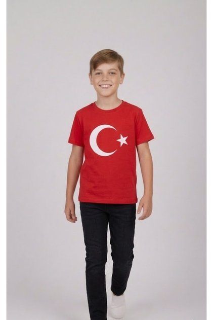 Boys' Ayyildiz Printed T-Shirt - Black Linen Pants Set April 23 October 29 Show Outfit