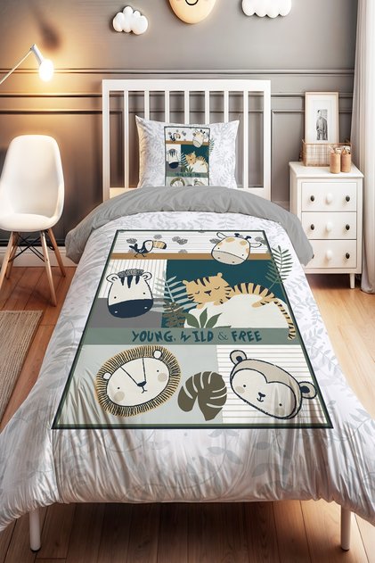 Little Explorers Safari Patterned Single Baby Kids Bedding Set