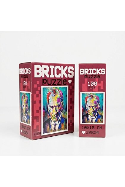 Karacamshop Sanatsal Mustafa Kemal Atatürk Bricks Puzzle 100 Parça