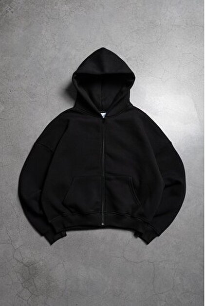 Crupt Studio Lacivert Boxy Crop Erkek Ceket Zip Hoodie - Fiyatı