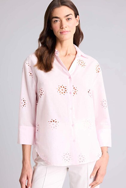 100% Cotton Oversized Brode Long Sleeve Shirt B5419Ax26Sp
