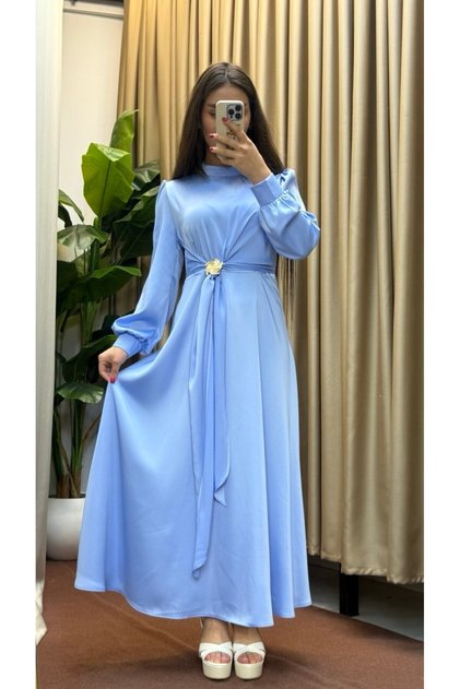 Satin Dress with Buckle