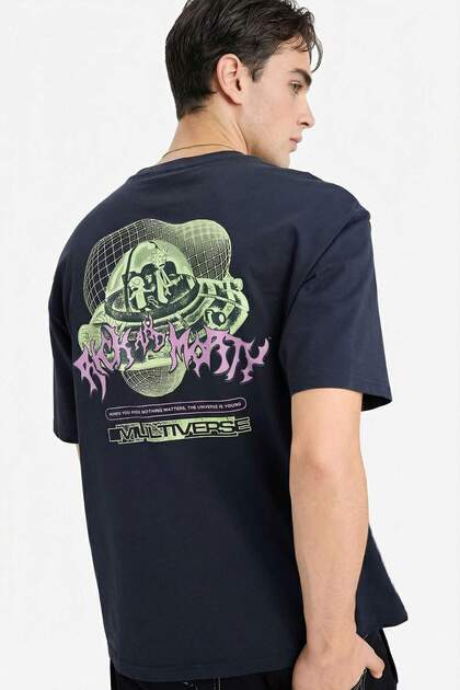 Defacto %100 Pamuk Rick and Morty Regular Fit Bisiklet Yaka Sırt
