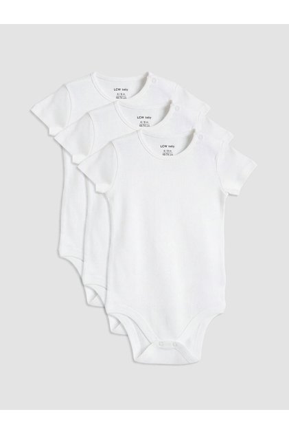 LCW babyEkru Bisiklet Yaka Kız Bebek Çıtçıtlı Body 3'lü