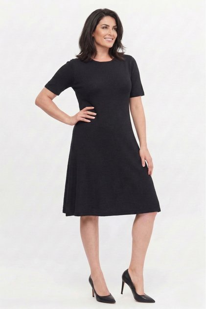 Plus Size Round Neck Short Sleeve Viscose Dress