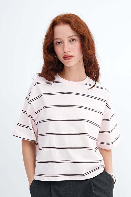 Addax Çizgili Baskılı T-shirt P10678 - Fiyatı, Yorumları