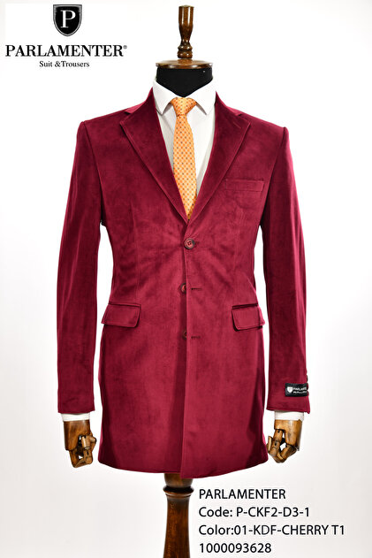 Premium Bordo 3 Düğmeli uzun ceket