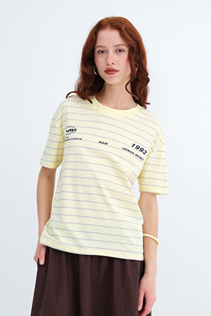 Addax Çizgili Baskılı T-shirt P19093 - Fiyatı, Yorumları