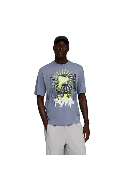 PUMA グレー Tシャツ 神村ロゴ入り Puma Graphic Erkek Gri Günlük Stil T-Shirt 63444265 - Fiyatı