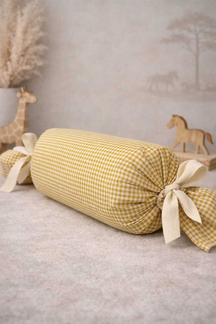 Gingham Baby and Children's Room Decorative Cylinder Pillow - 100% Cotton Sponge Filled 15X30