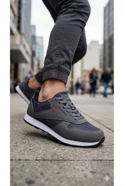 Men's Smoked White Sole Casual Sneaker Flexible Lightweight Sole Lace-Up Running Walking Sports Shoes