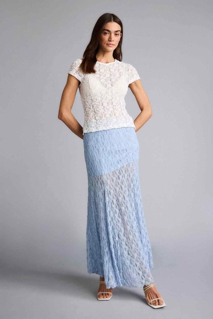 A-Line Regular Waist Lined Lace Maxi Skirt F8154Ax26Sp