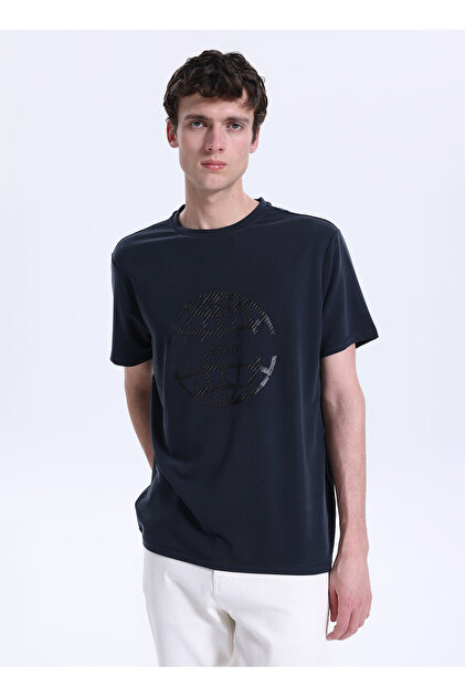 Jeep Bisiklet Yaka Baskılı Siyah Erkek T-Shirt J6SM-TST7311