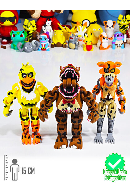 Suelo Butik FNAF Nightmare 3'lü Set Fredbear, Foxy, Chica Five