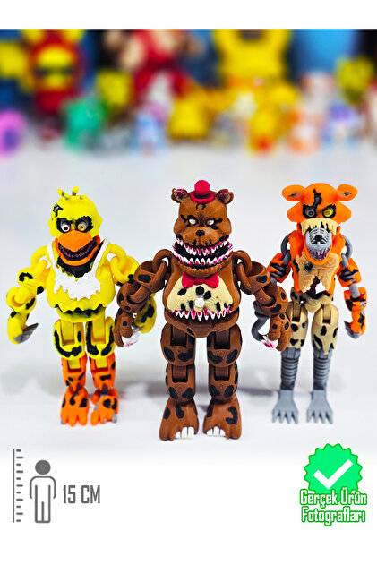 jazwares fnaf フィギュア 3体セット Suelo Butik FNAF Nightmare 3'lü Set Fredbear, Foxy, Chica Five
