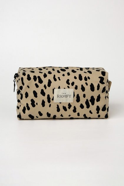 Dalmatian Pattern Gabardine Large Size Quilted Makeup Bag