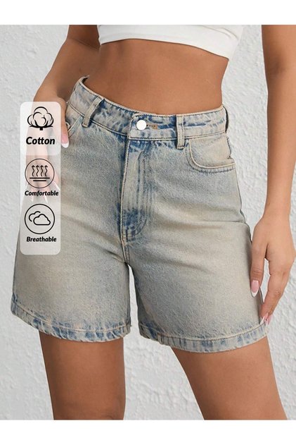 Women's Light Blue High Waist Denim Jean Shorts