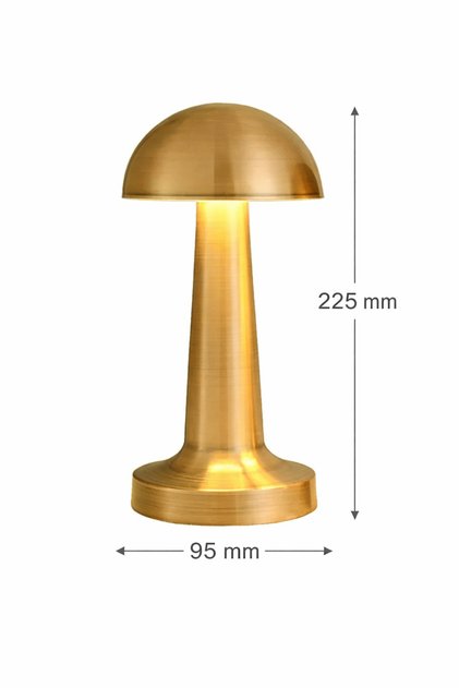 3 Işık Renkli Şarjlı Dim Edilebilir Mantar Masa Lambası ALTIN RENK Gold Kasa