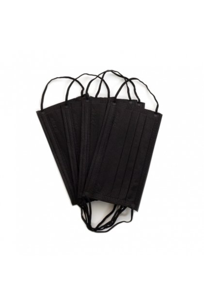 Mască medicală de unică folosință, 4 straturi, set de 50 bucăți - Negru