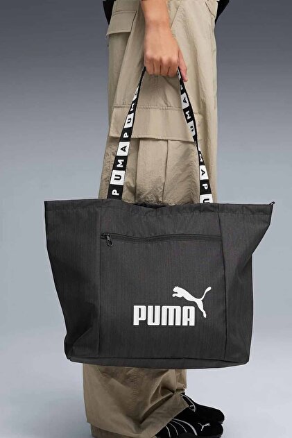Unisex Black Shoulder Bag - Sports and Casual Shopper Bag with Large Internal Volume 35*49 cm