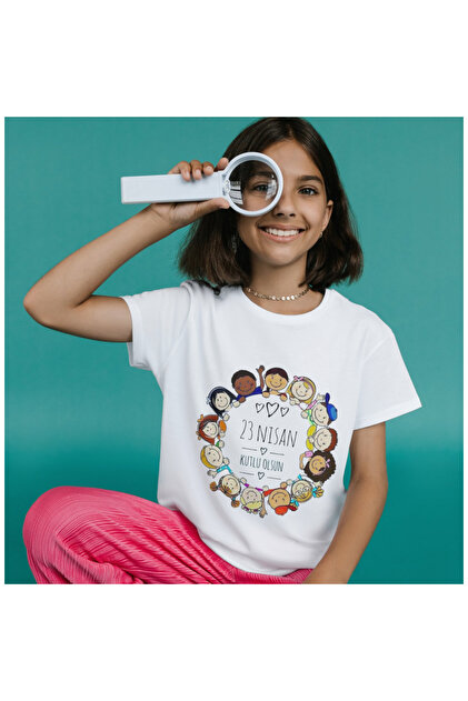 ALPŞAN TİCARET 23 Nisan Tişört 23 Nisan T-shirt Beyaz Çocuk
