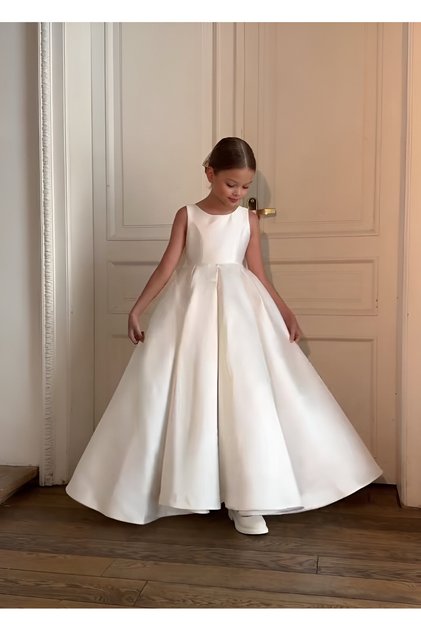 Stylish Bowknot Dress for Girls – Cotton Lined, Long Design