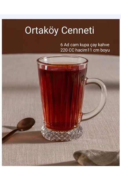 Madeleine model rayan marka 6 Lı Çay Fincanı Seti Şeffaf - 220 ml 11 cm coy 7 cm agız
