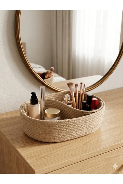 Wicker Basket, Organizer, Makeup Organizer, Bathroom Organizer