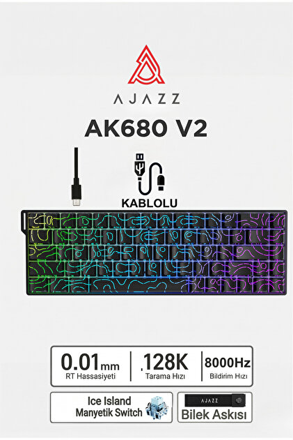 Ajazz Ak680v2 Manyetik Switch Rapid Trigger 8000Hz Klavye-128K