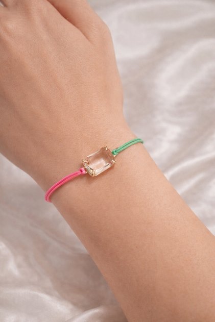 Stone-Embellished Adjustable Rope Bracelet Minimal Stylish Design