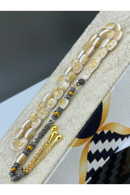 Gold Particulate Rosary Beads Golden Rosary Premium Series Special Design Rhodium Plated Tassel Capsule Cut